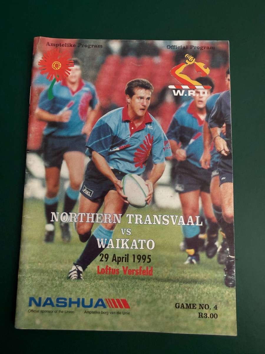 Rugby Programme - Northern-Transvaal vs Waikato 29/04/1995