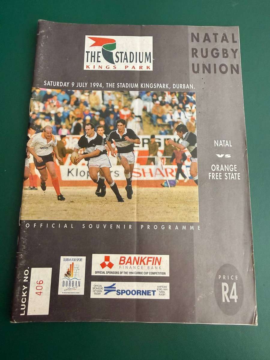 Rugby Programme - Natal vs Free State 09/07/1994