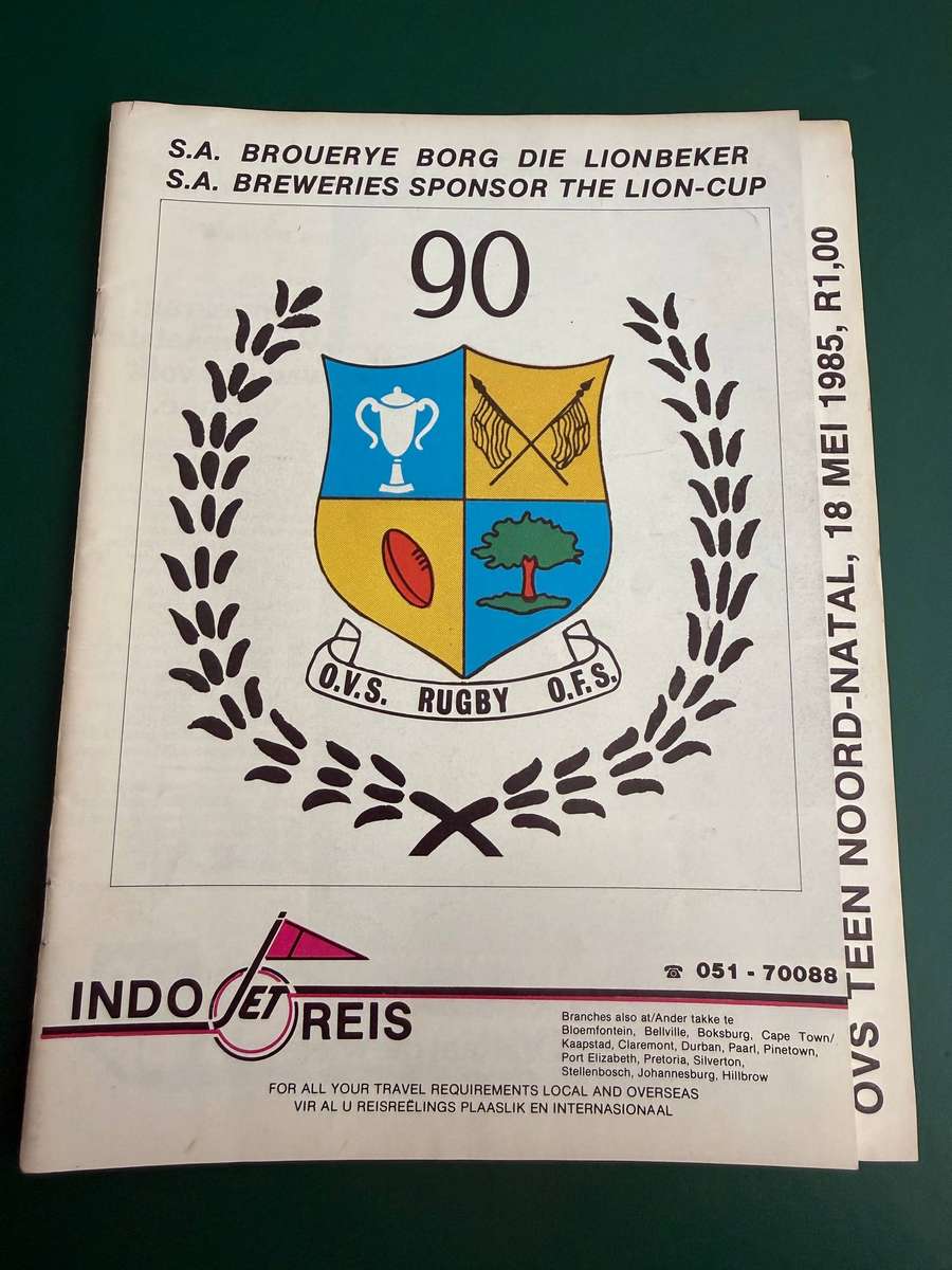 Rugby Programme - Free State vs Northern Natal 18/05/1985