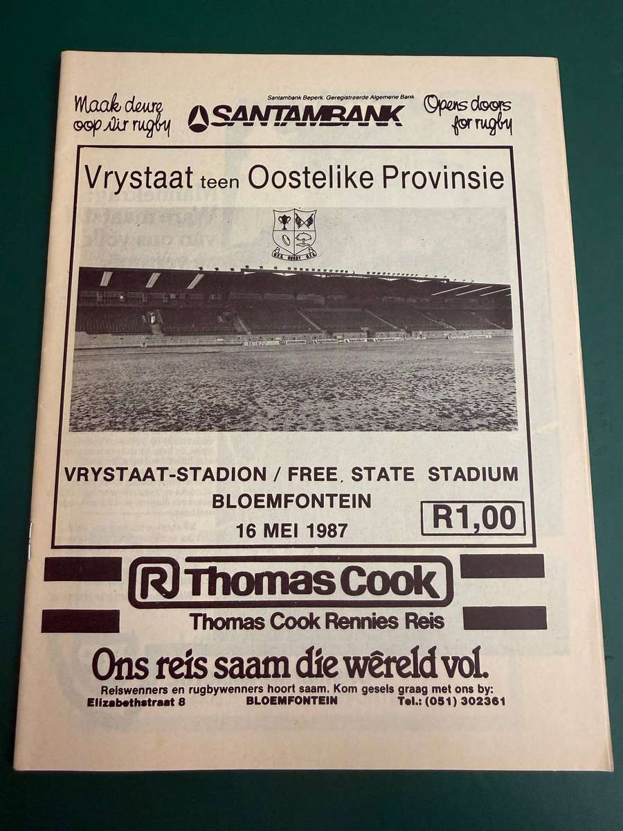 Rugby Programme - Free State vs Eastern-Province 16/05/1987