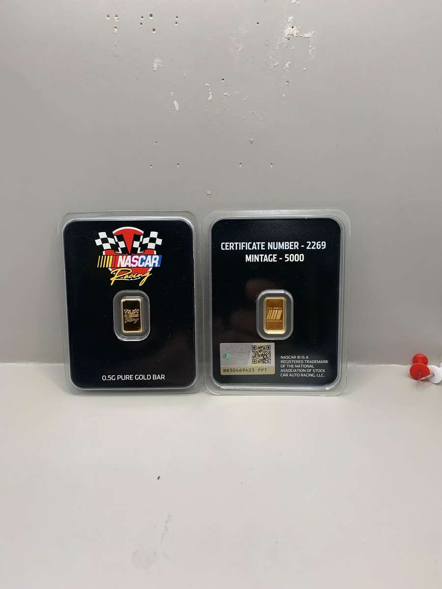 (   HALF GRAM )   24ct PURE SOLID GOLD BAR   NASCAR    CERTIFIED    LIMITED TO 5000 WORLD WIDE