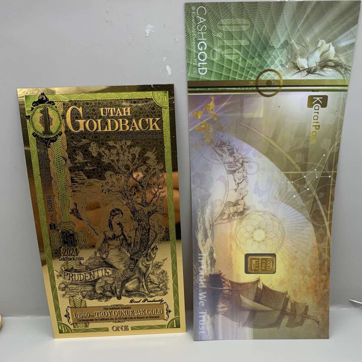 (  GOLD COMBO GIFT SET  )  KARATBAR PLUS UTAH GOLDBACK  ONE BID FOR BOTH