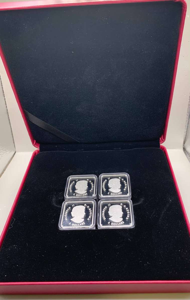 (  A COLLECTOR SET  )   2019  FOUR SQUARE COINS  "  THE ELEMENTS  THAT SHAPED CANADA  "