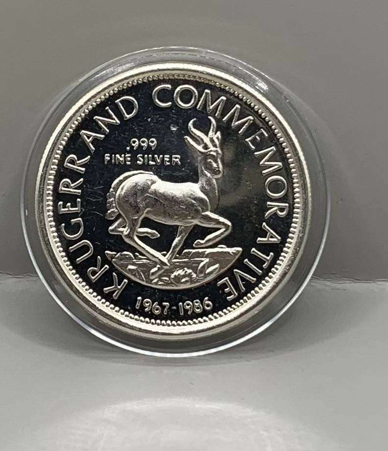 (  1967-1986  )  STEFANS JOHANNES KRUGER    1oz PURE SOLID SILVER  ROUND   I