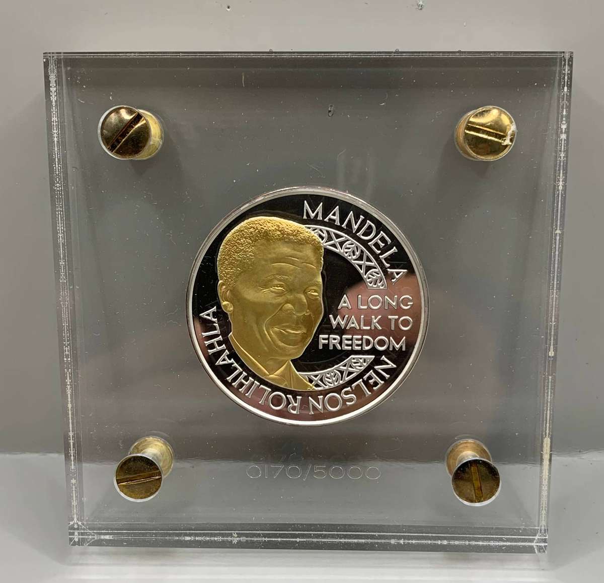 (   VERY SPECIAL  )   100gr NELSON MANDELA   FATHER OF A NATION   PROOF SILVER MEDALLION