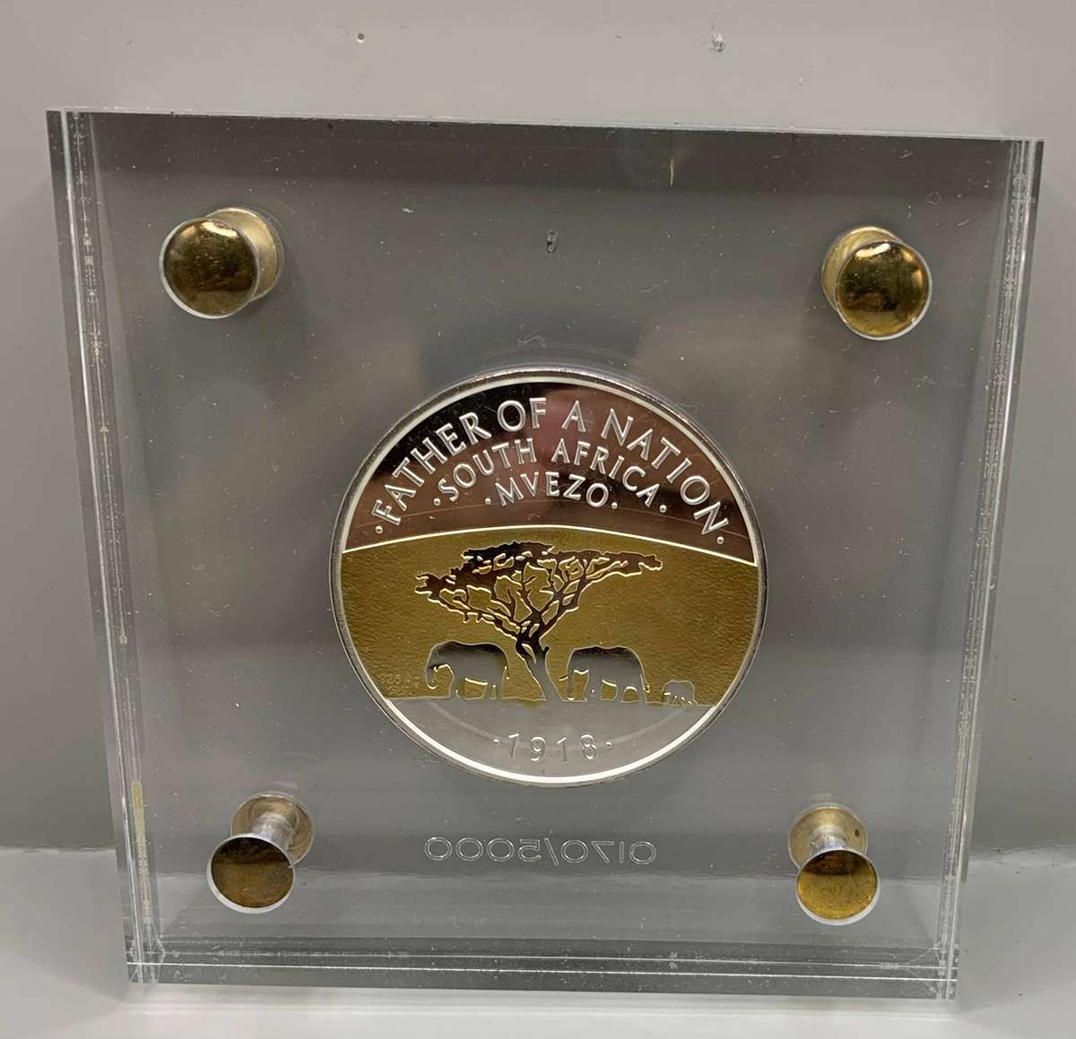 (   VERY SPECIAL  )   100gr NELSON MANDELA   FATHER OF A NATION   PROOF SILVER MEDALLION