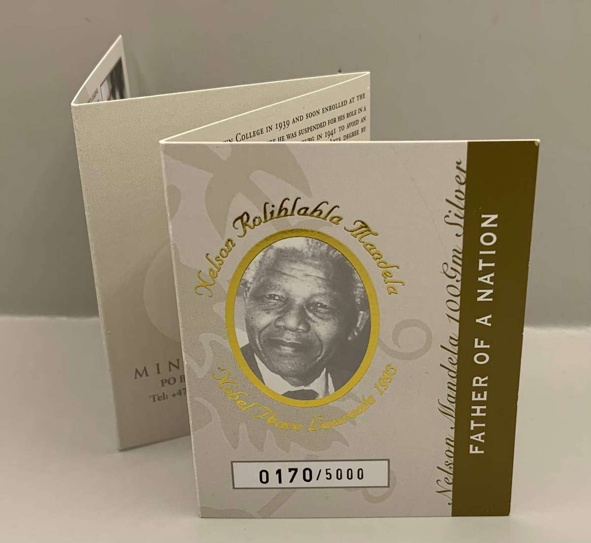 (   VERY SPECIAL  )   100gr NELSON MANDELA   FATHER OF A NATION   PROOF SILVER MEDALLION