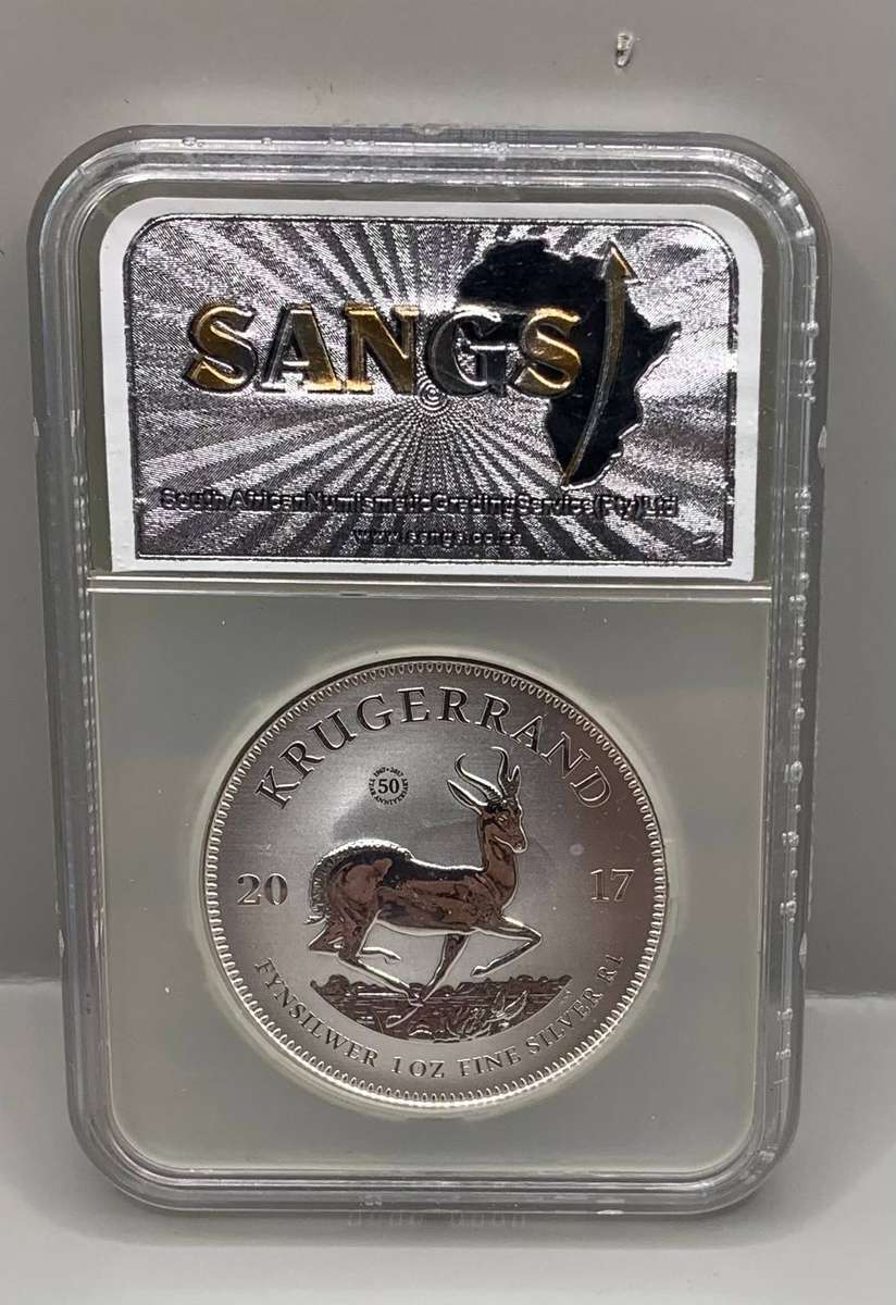 (  2017  PRIVY MARK  )   TOP MINT STATE GRADE  MS69    SILVER KRUGERRAND PLUS ORIGINAL CERT.