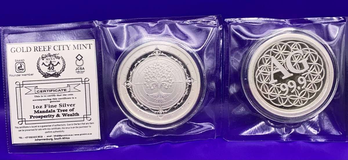 (  MANDALA TREE OF PROSPERITY AND WEALTH )    1oz  PURE SILVER    CAPSULED , SEALED AND CERTIFIED