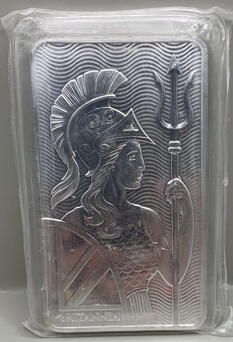 (  TEN OUNCE  )    BRITANNIA     PURE FINE SILVER BAR     STILL SEALED  BY  THE WORLDS OLDEST MINT