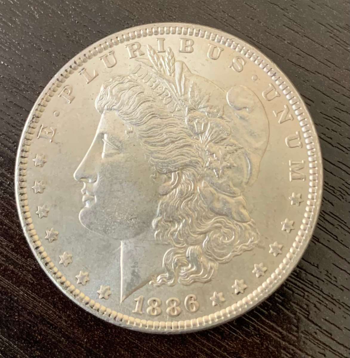 (  VERY OLD AMERICAN CURRENCY  )        1886  SILVER     MORGAN DOLLAR
