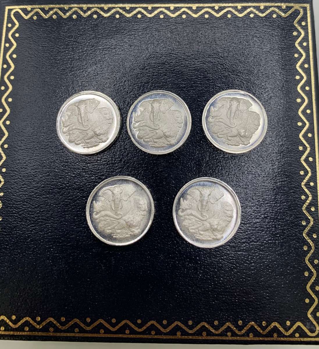 (  UNIQUE SET  )  5 X 1/10oz   AFRICAN BIG 5   PURE SILVER ROUNDS   PLUS CERTIFICATE