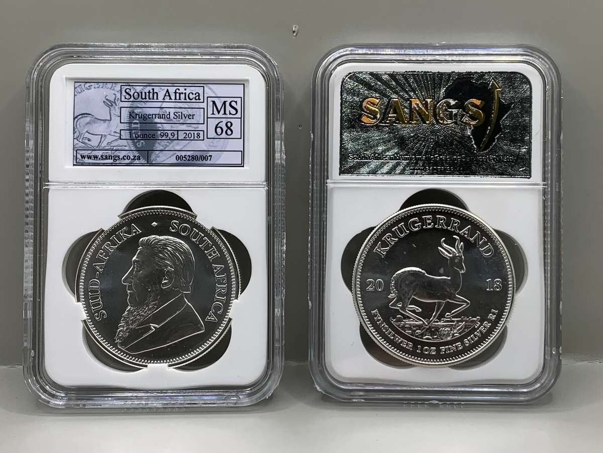 ( ALREADY  SCARCE  )  2018   SILVER UNC. KRUGERRAND    MINT STATE GRADE    MS68
