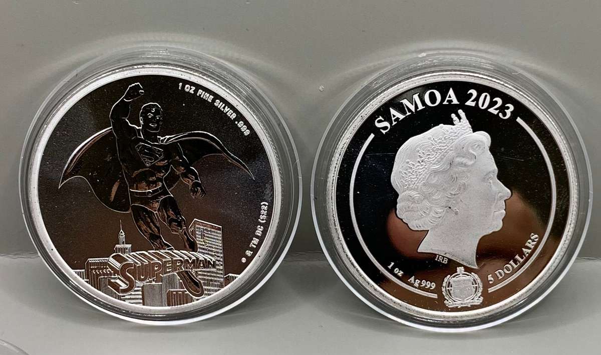 (  FAVOURITE HEROES  )  1oz   DC COMIC'S   SUPERMAN   PURE SOLID SILVER COIN