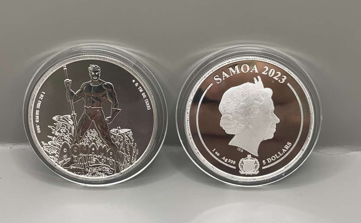 (  FAVOURITE HEROES  )  2023   1oz   DC COMIC'S   AQUAMAN   PURE SOLID SILVER COIN