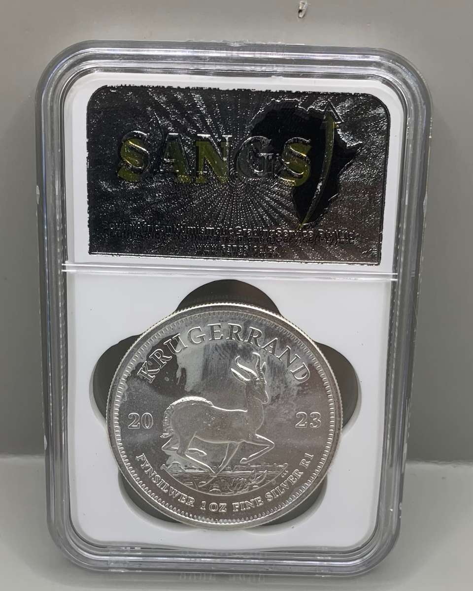 (  GRADED  )        2023    KRUGERRAND    1oz  PURE SILVER     MINTSTATE MS68