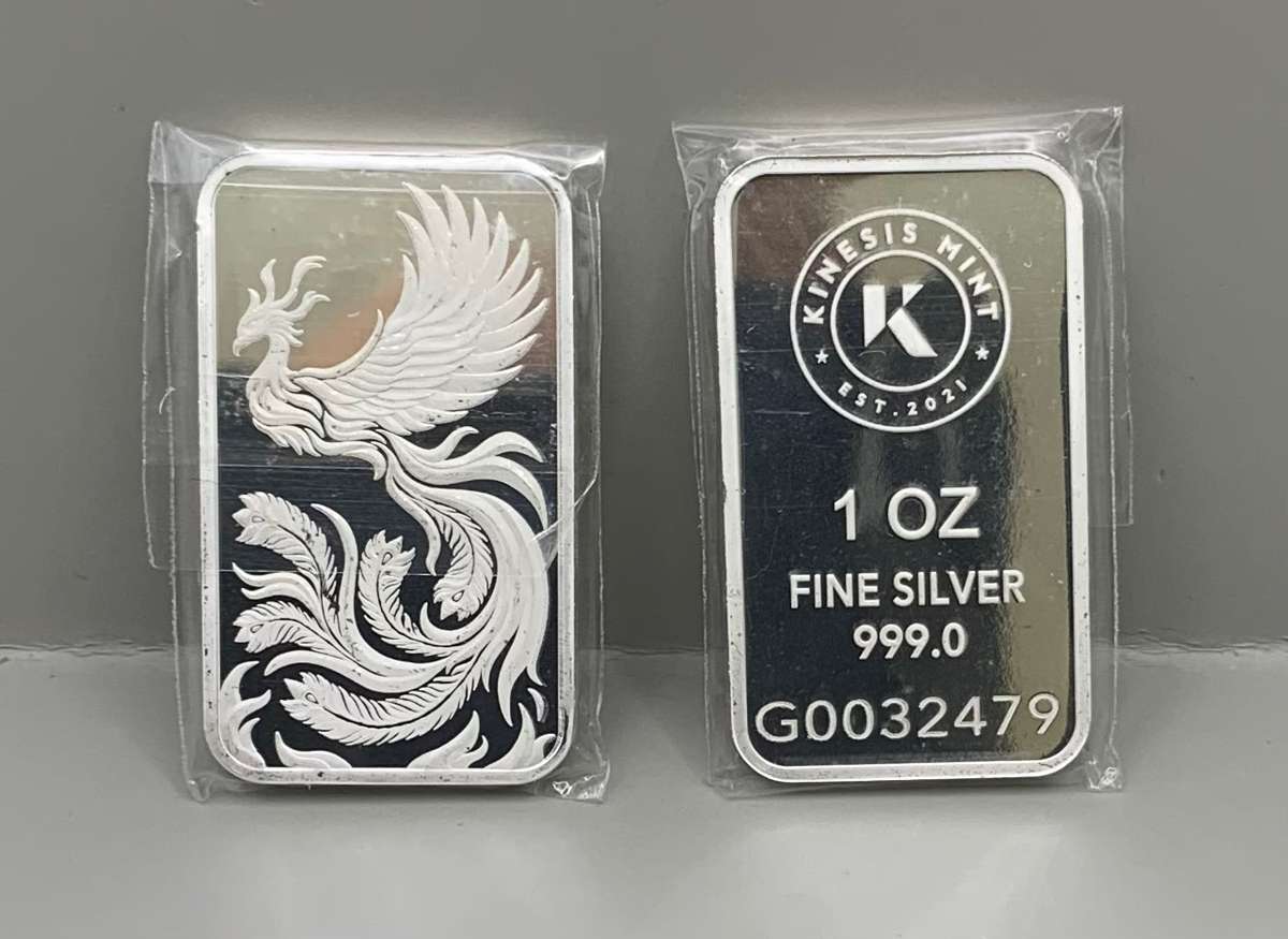 (  SPECIAL RELEASE   )    THE PHOENIX BIRD DUMPY  BAR    1oz PURE SOLID SILVER   5MM THICK