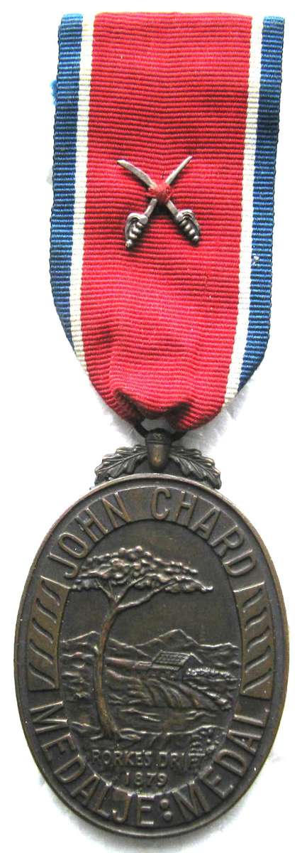 FULL SIZE JOHN CHARD MEDAL WITH VOIDED ACORN AND FOR ARMY SERVICE NUMBERED 1849 IN GOOD CONDITION