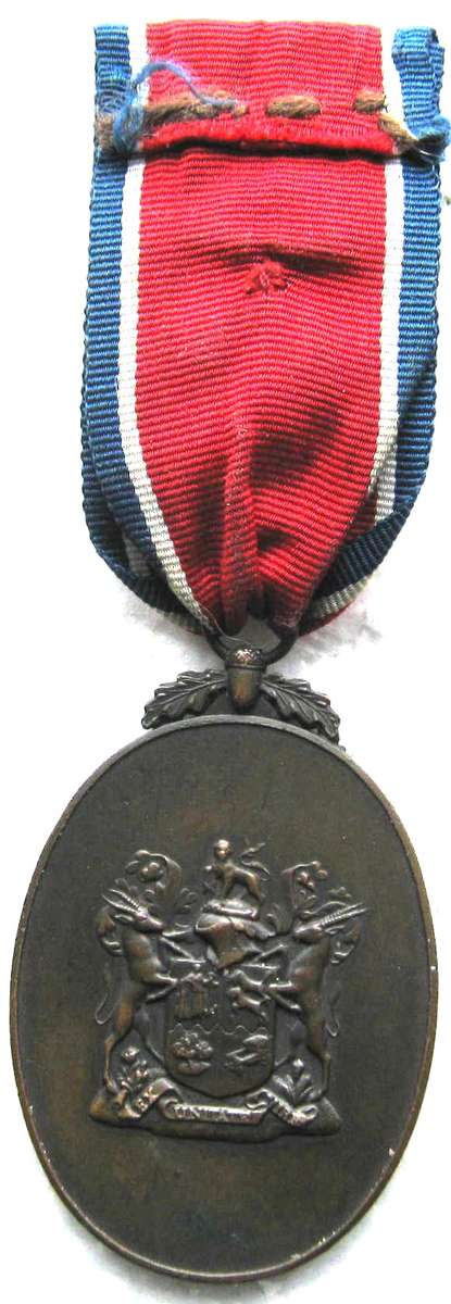 FULL SIZE JOHN CHARD MEDAL WITH VOIDED ACORN AND FOR ARMY SERVICE NUMBERED 1849 IN GOOD CONDITION
