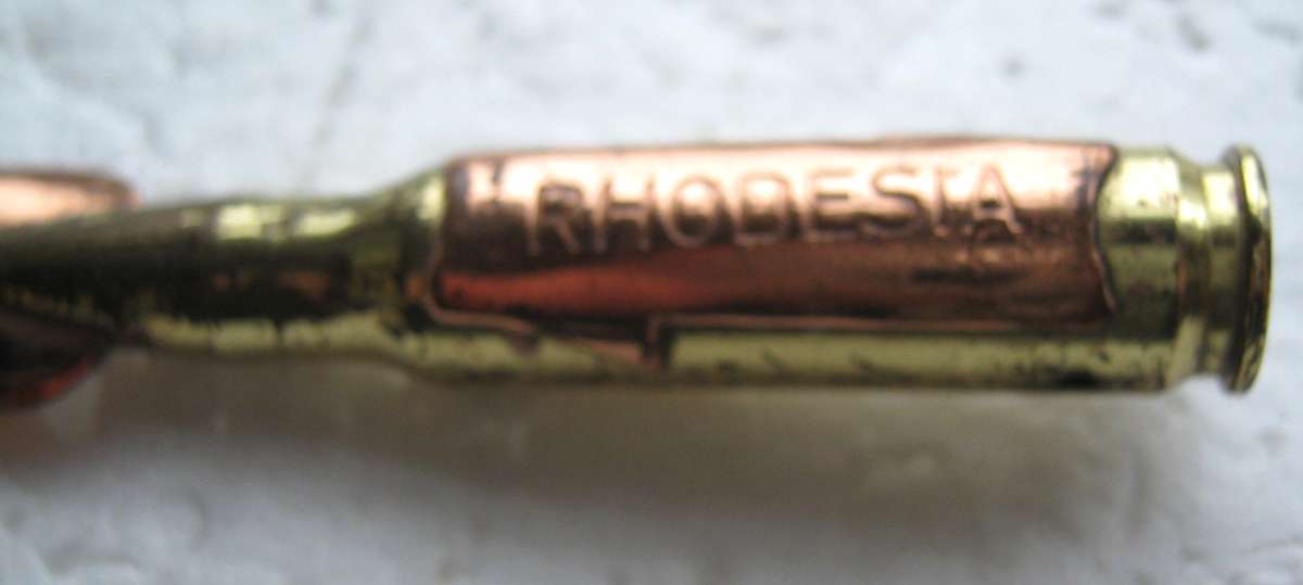 "RHODESIA" LETTER OPENER MADE OF COPPER AND BRASS 7.62 INERT BULLET IN GOOD CONDITION