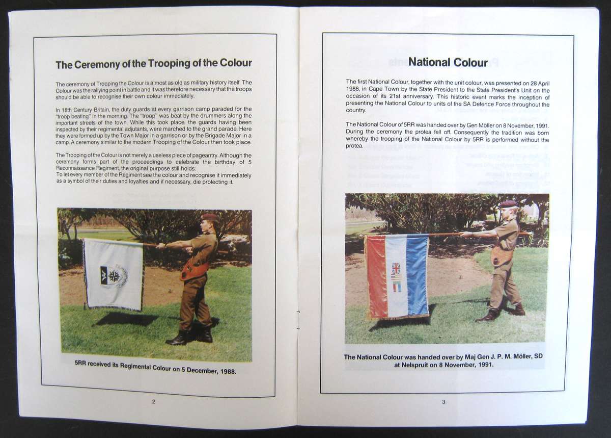 5 RECCE TROOPING OF THE COLOUR PROGRAM DATED 4 DECEMBER 1992 IN GOOD CONDITION