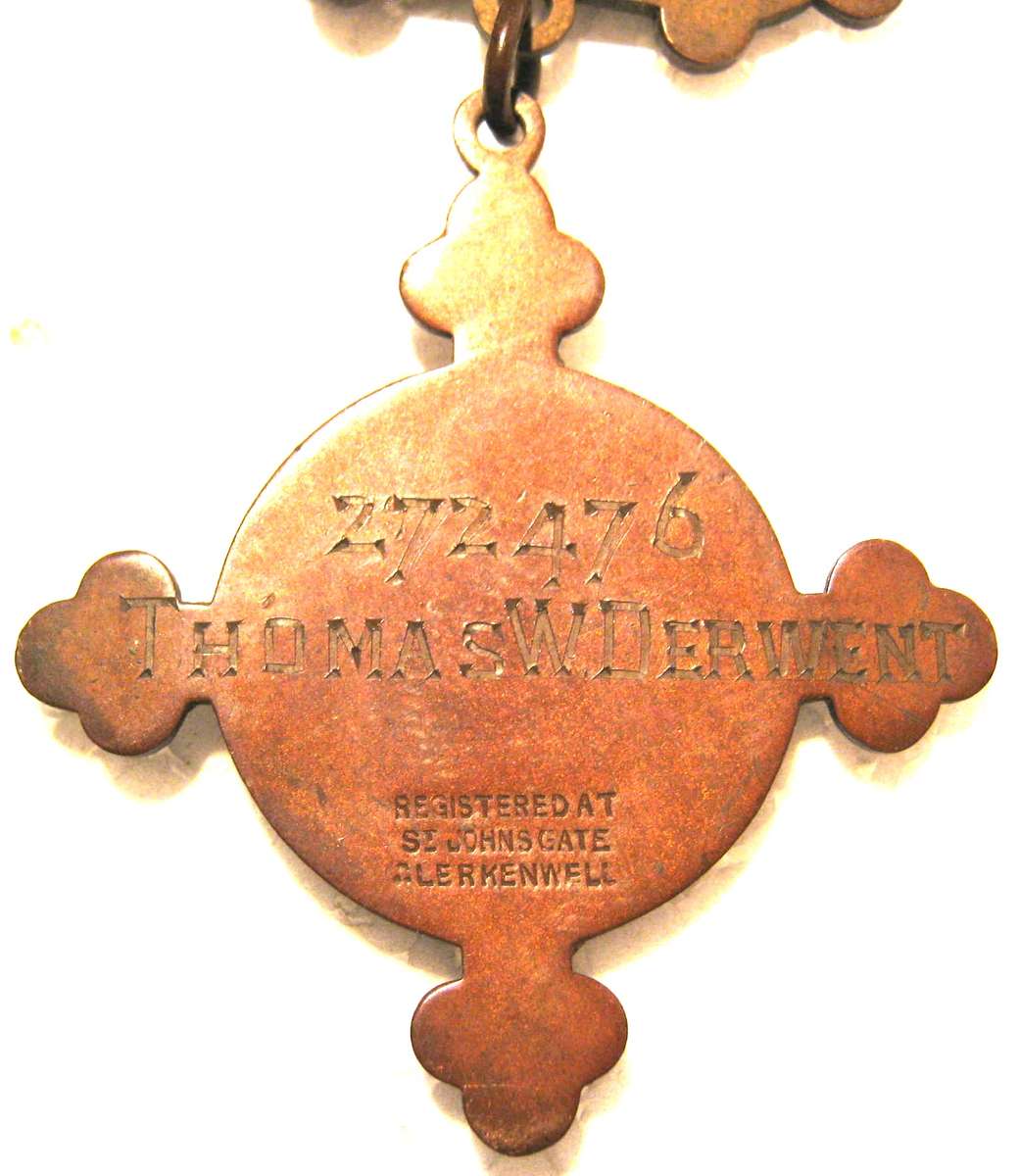 ST JOHN AMBULANCE ASSOCIATION DATE BAR CHAIN TO THOMAS W. DERWENT FROM 1925 - 1936