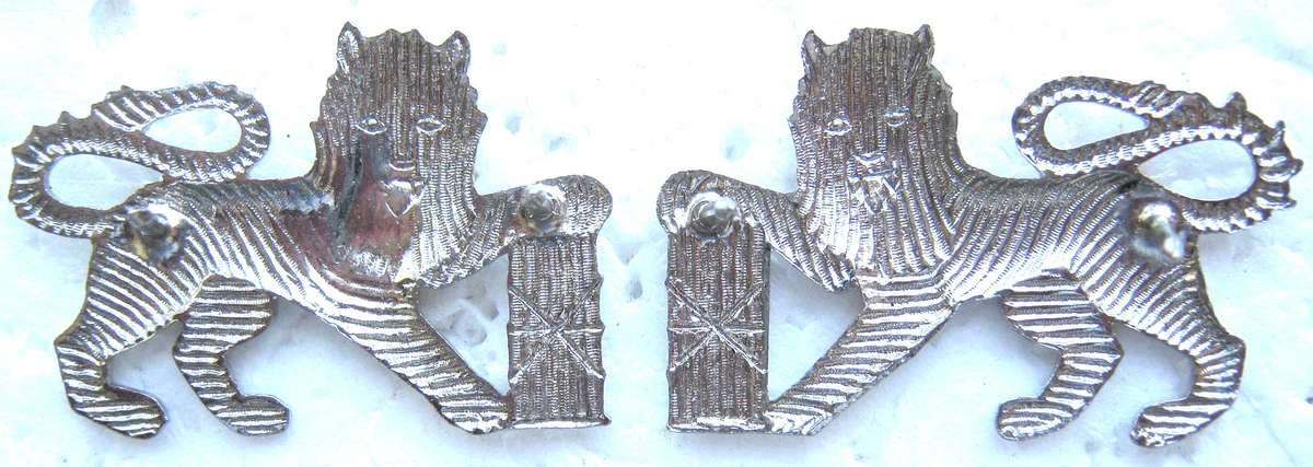 Old S.A. Navy Pair of Silver Bullion Lions for Flag Officer Shoulder Straps