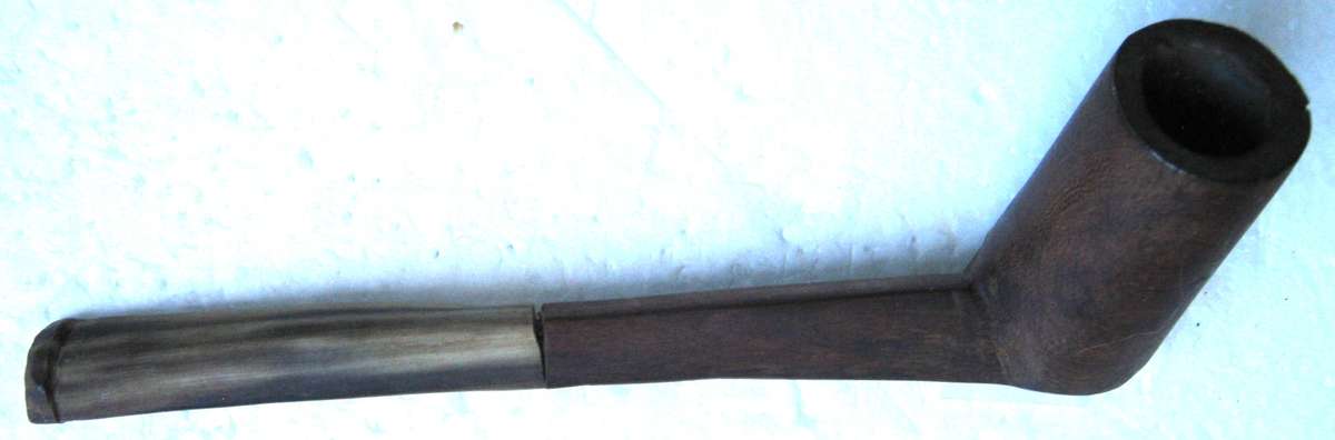 Hand Carved Smoking Pipe "Inqawe" with Bone Mouthpiece 18 cm