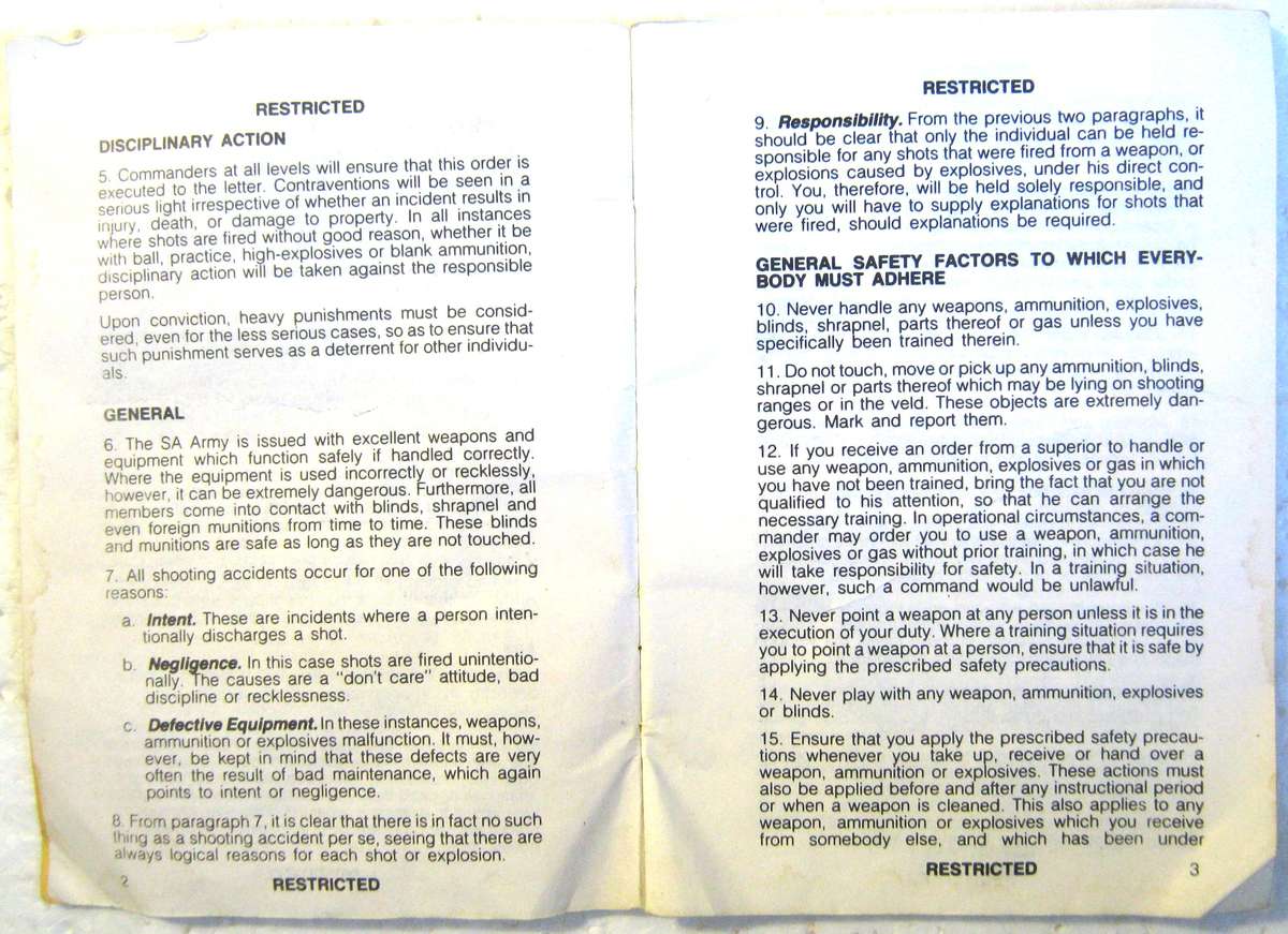 OLD S.A. ARMY ORDER 3/13/81 ISSUED BY ARMY HEADQUARTERS OCTOBER 1981  IN GOOD USED CONDITION