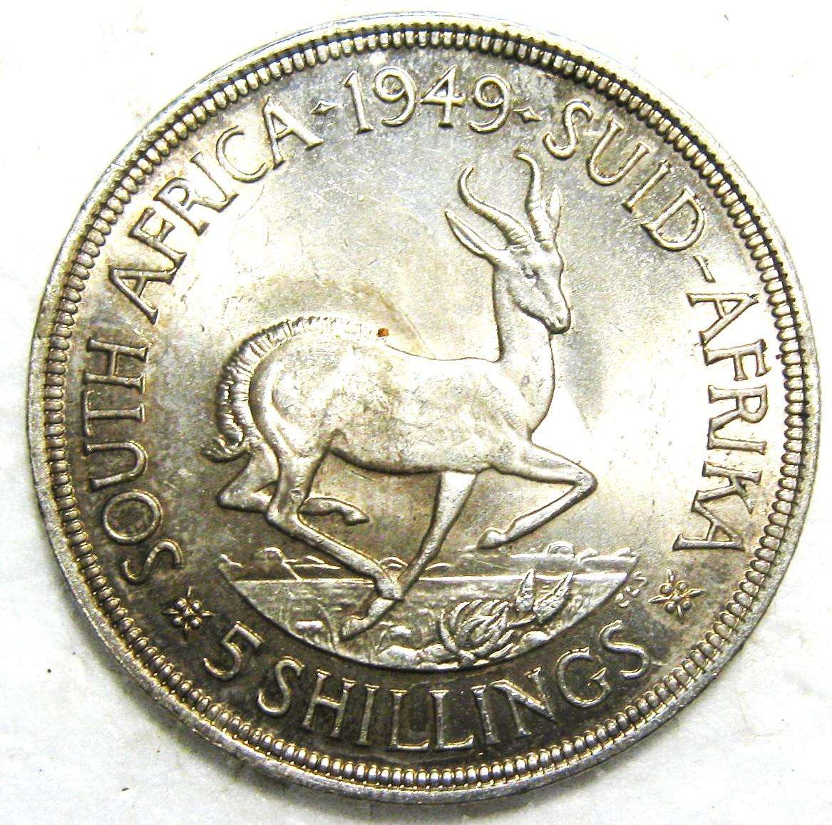 1949 FIVE SHILLINGS (CROWN) 80% SILVER 28.28 GRAMS IN GOOD CIRCULATED CONDITION