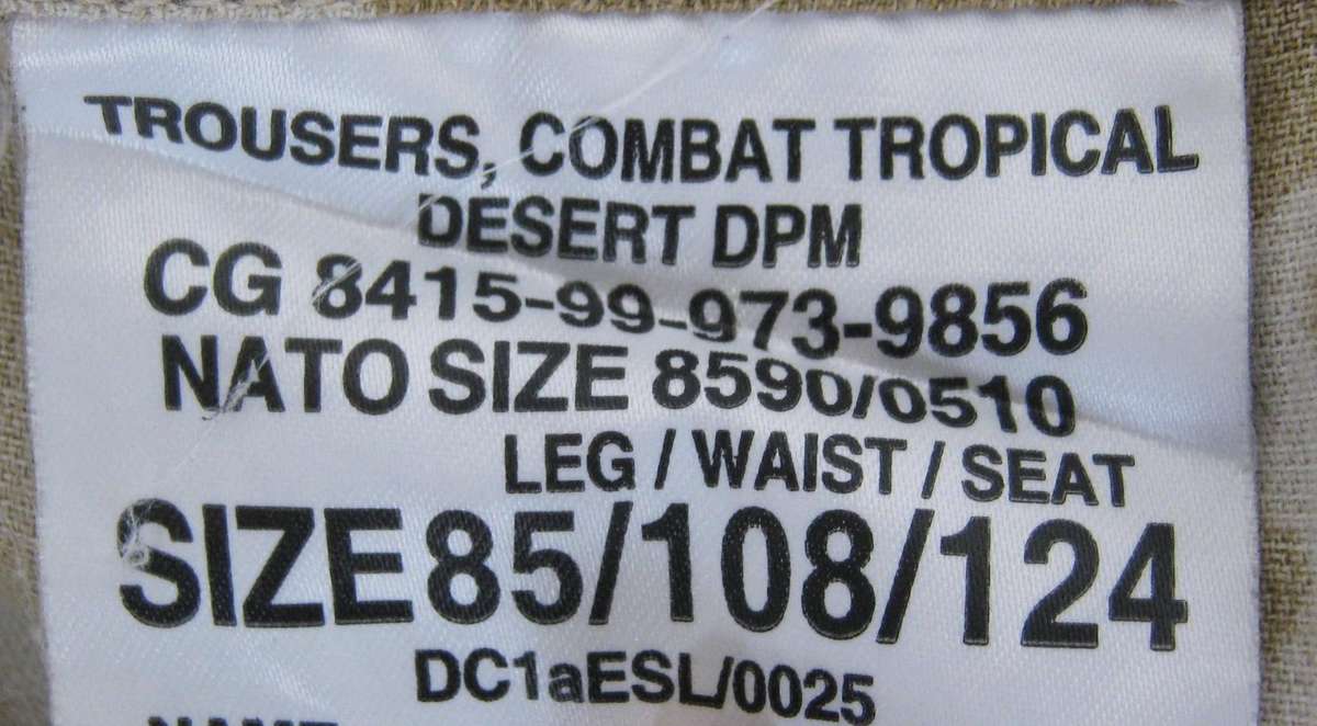 Genuine Desert DPM Combat Pants Size 41. Dimensions below.