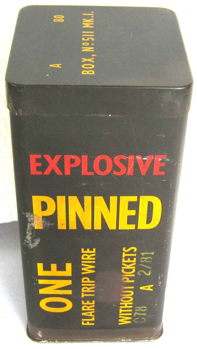 SADF TRIP WIRE FLARE EMPTY CONTAINER 20 X 9 X 9CM IN GOOD USED CONDITION