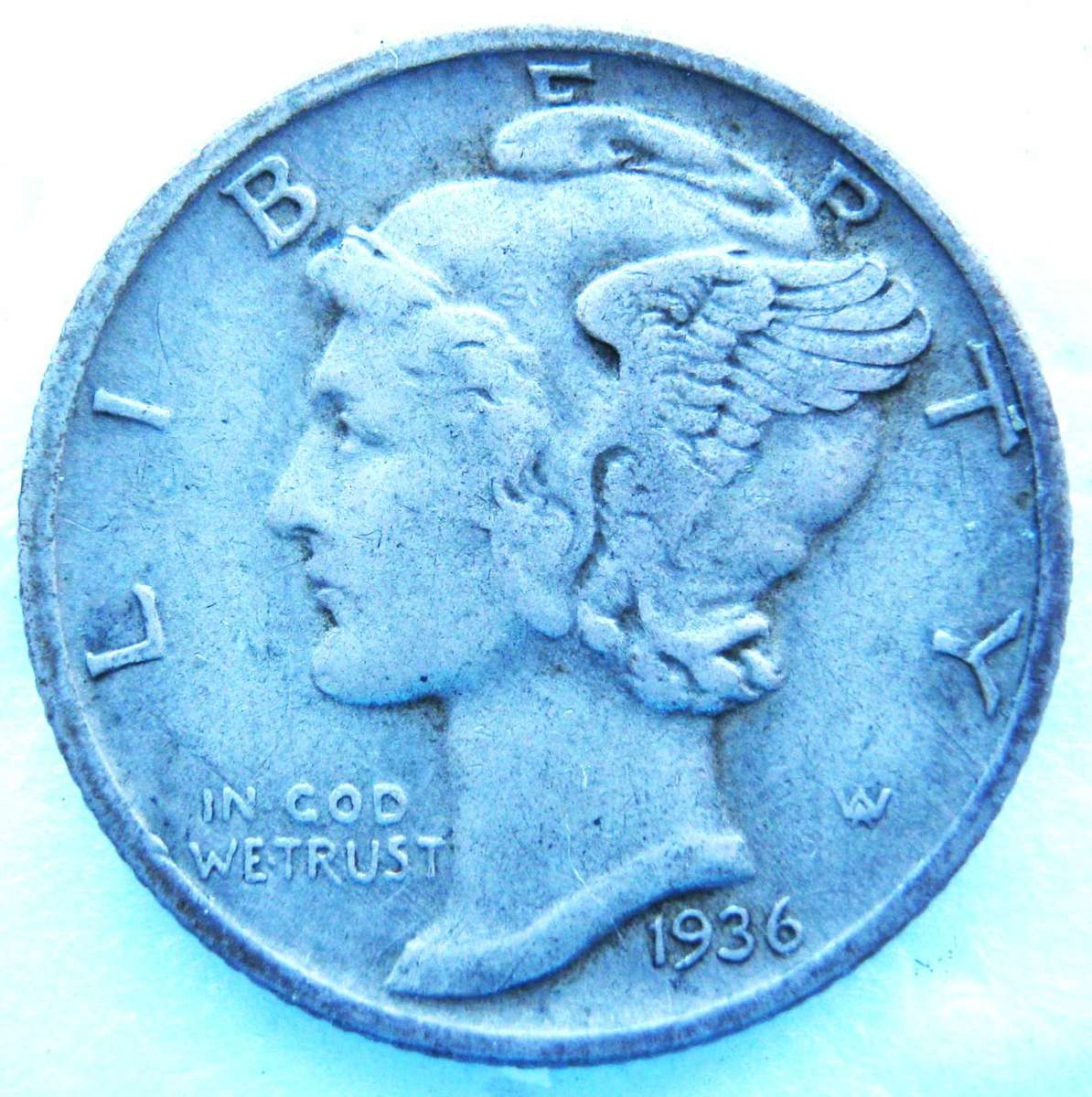 1936 U.S. MERCURY SILVER 1 DIME IN VERY GOOD CIRCULATED CONDITION