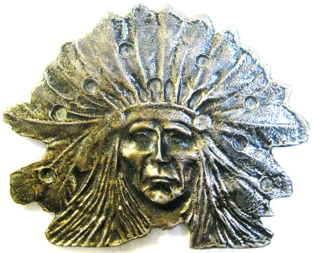 Indian Chief Belt Buckle with Lugs 10 x 8 cms
