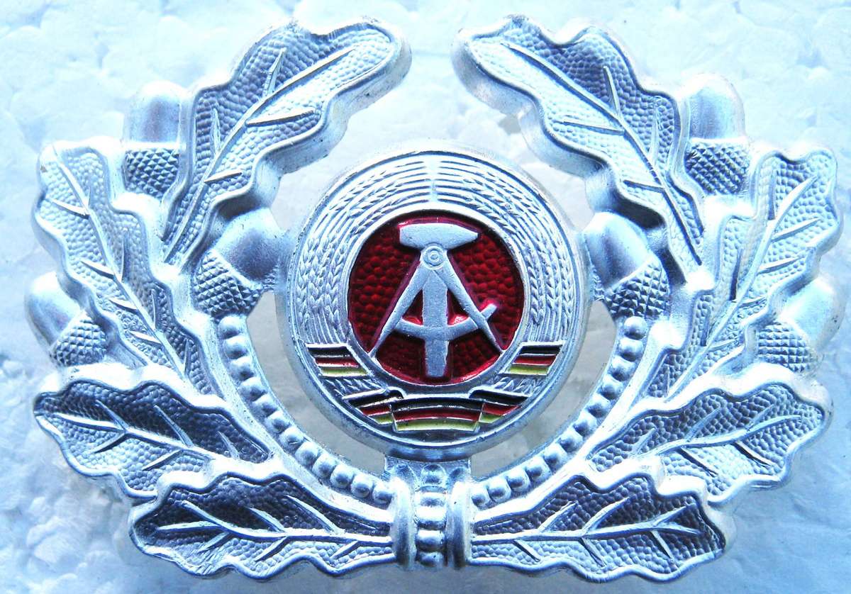 East German Army Officer Cap Badge with Pins 6 x 4 cm