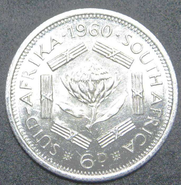1960 S.A. SIXPENCE IN A  CIRCULATED CONDITION 3 GRAMS 50% SILVER