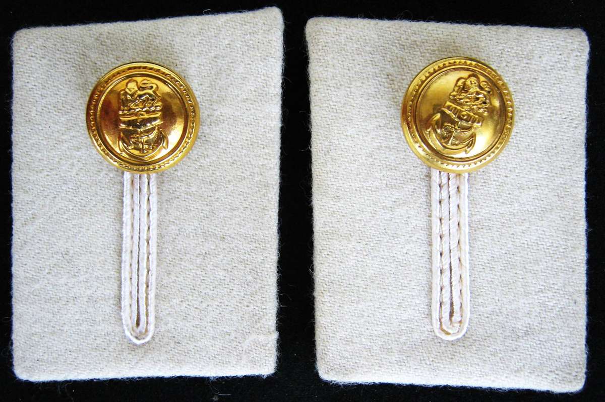 OLD S.A. NAVY c. 1965 PAIR PERMANENT FORCE MIDSHIPMAN'S TURNBACKS IN GOOD CONDITION
