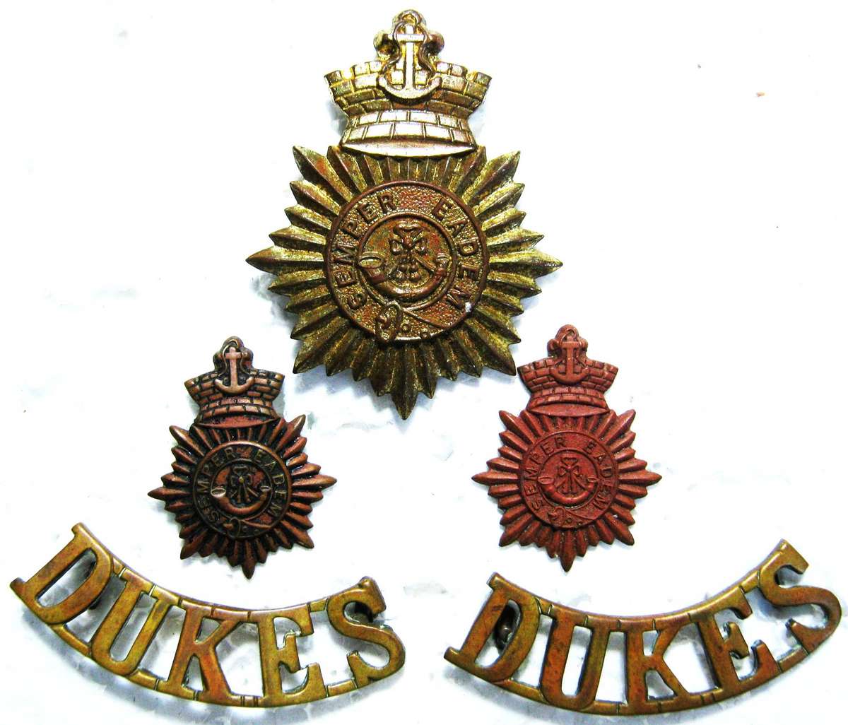 CAPE TOWN RIFLES (DUKES) CAP, COLLAR AND SHOULDER SET WITH PINS AND LUGS IN GOOD CONDITION