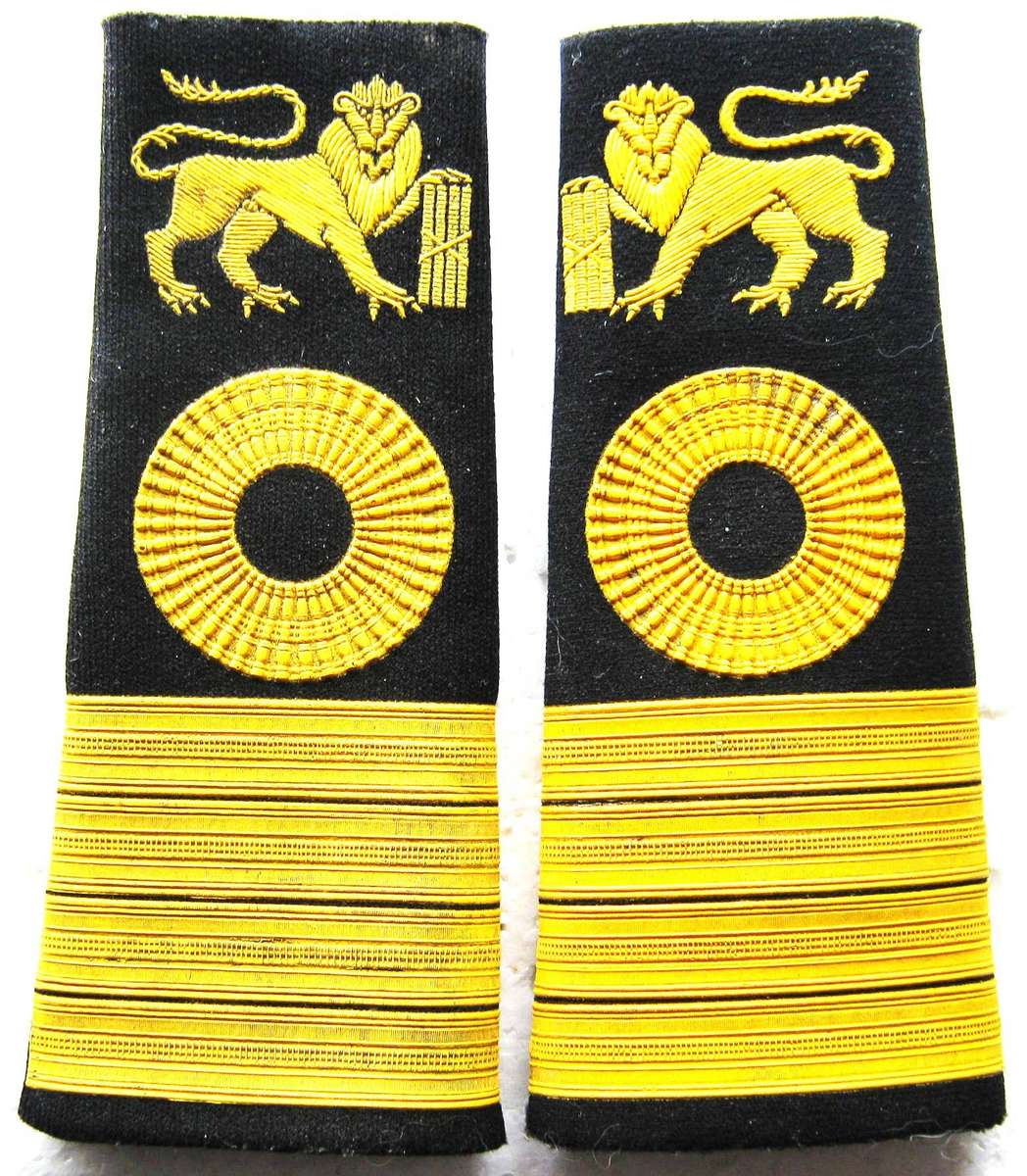 OLD S.A. NAVY PLASTICISED CAPTAIN'S SLIP ON SHOULDER BOARDS IN GOOD USED CONDITION