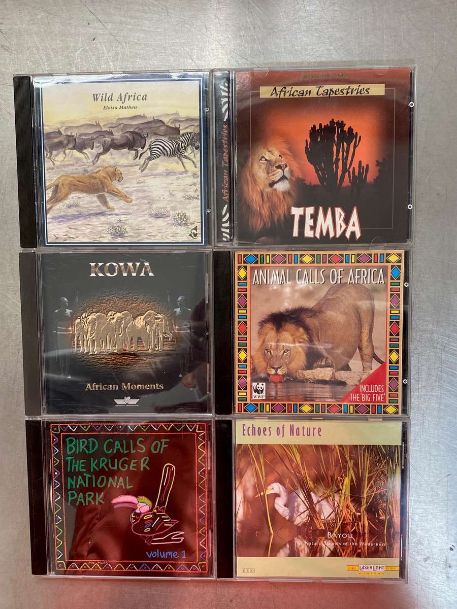 CD lot ( 6 cds) african animal calls, bird call, echoes of nature and african music
