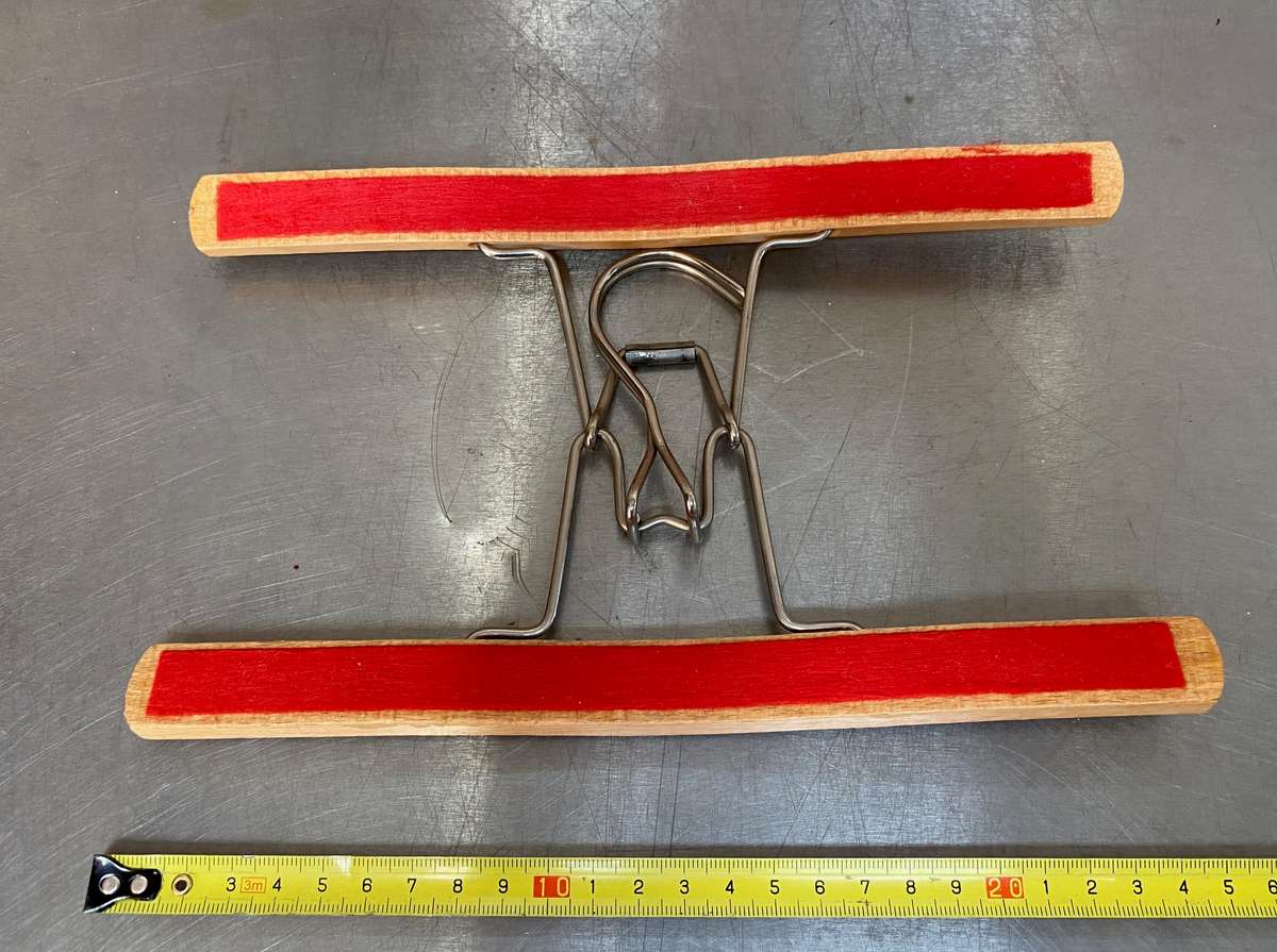 Vintage trouser hangers: hotel kempinsky berlin, DRWZ union 3,vintage wooden suit brush with leather