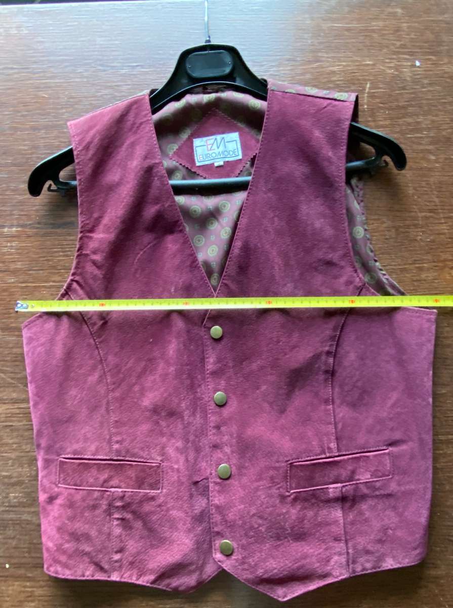 Genuine Leather Vest bordeaux / burgundy, size S / 38,