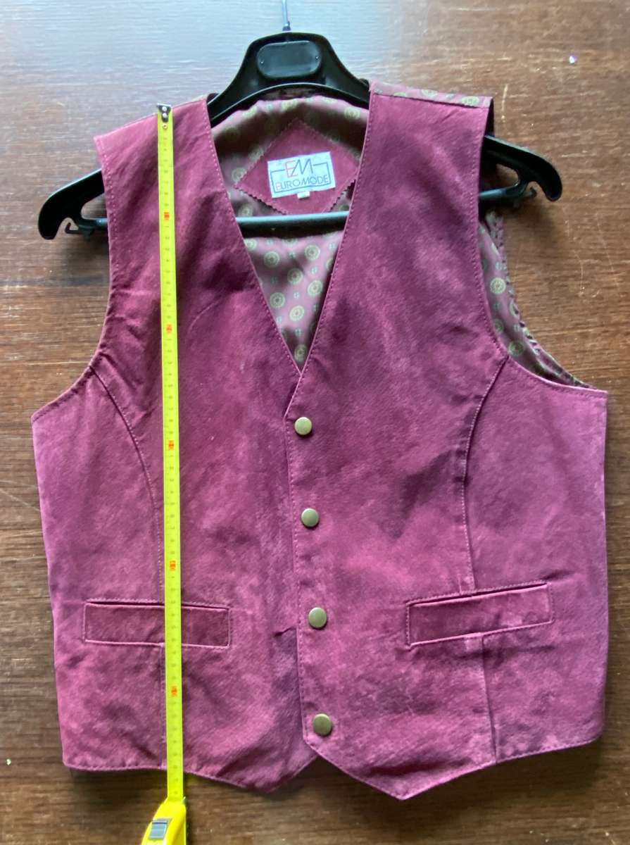 Genuine Leather Vest bordeaux / burgundy, size S / 38,