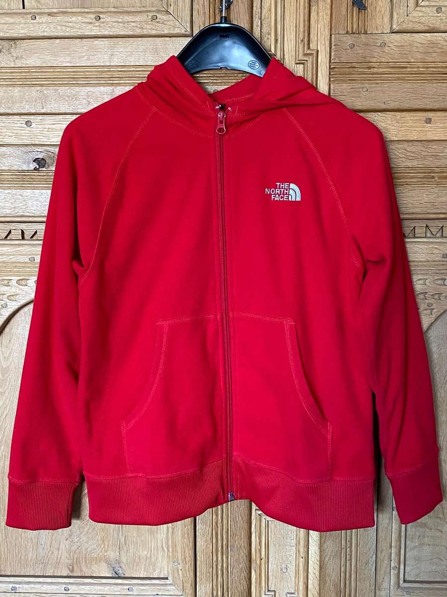 The North Face, Jacket with zip and hoodie, red, size M, in good condition