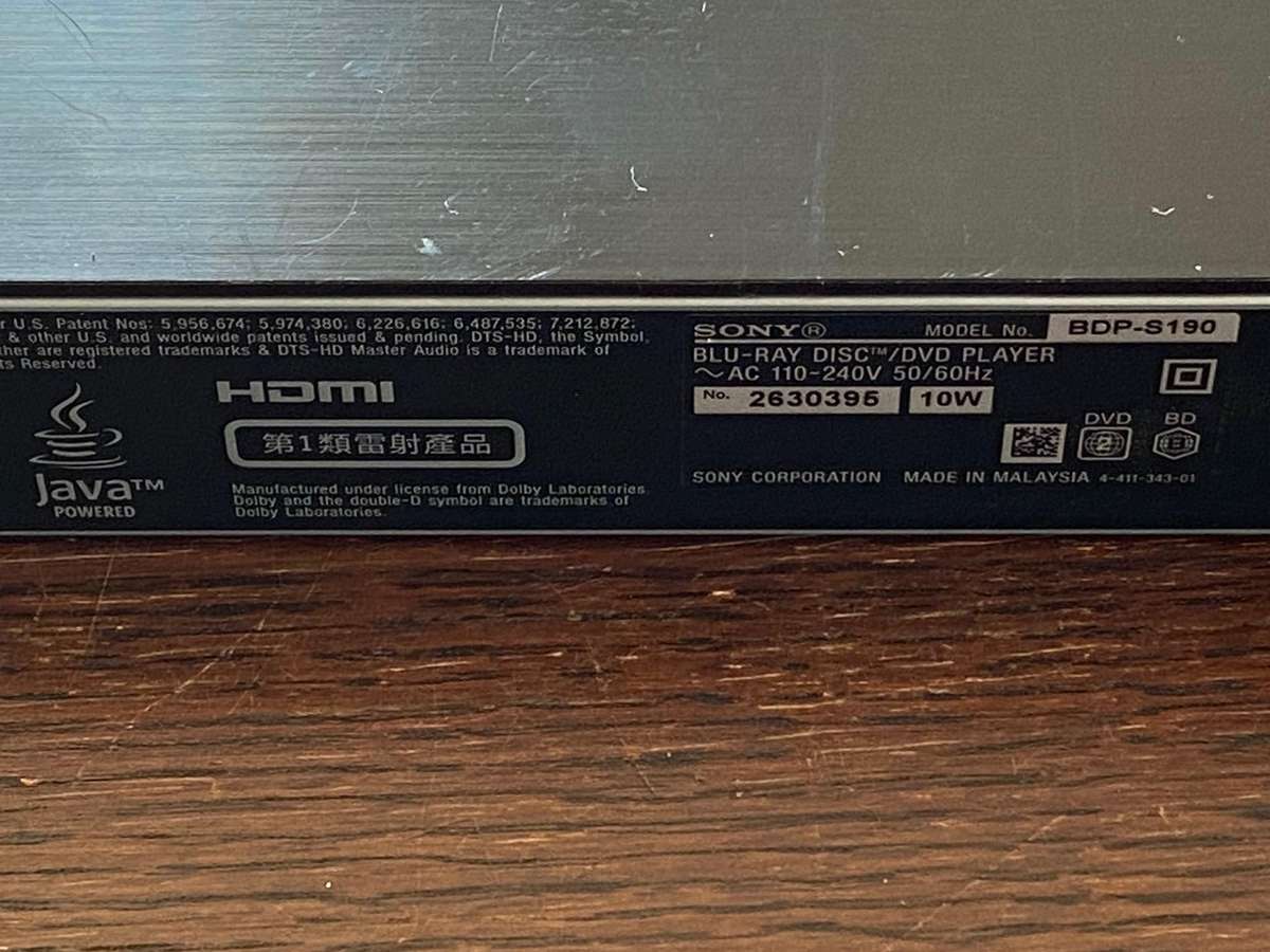 Sony BDP-S190 is a Blu-ray Disc player, in working condition
