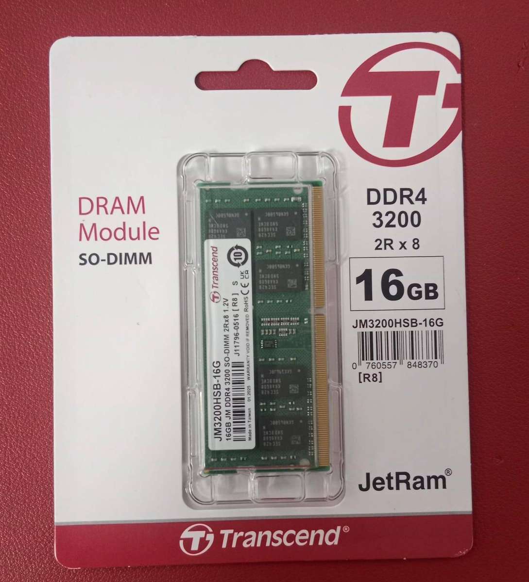 TRANSCEND JM3200HSB 16GB DDR4 3200 JETRAM