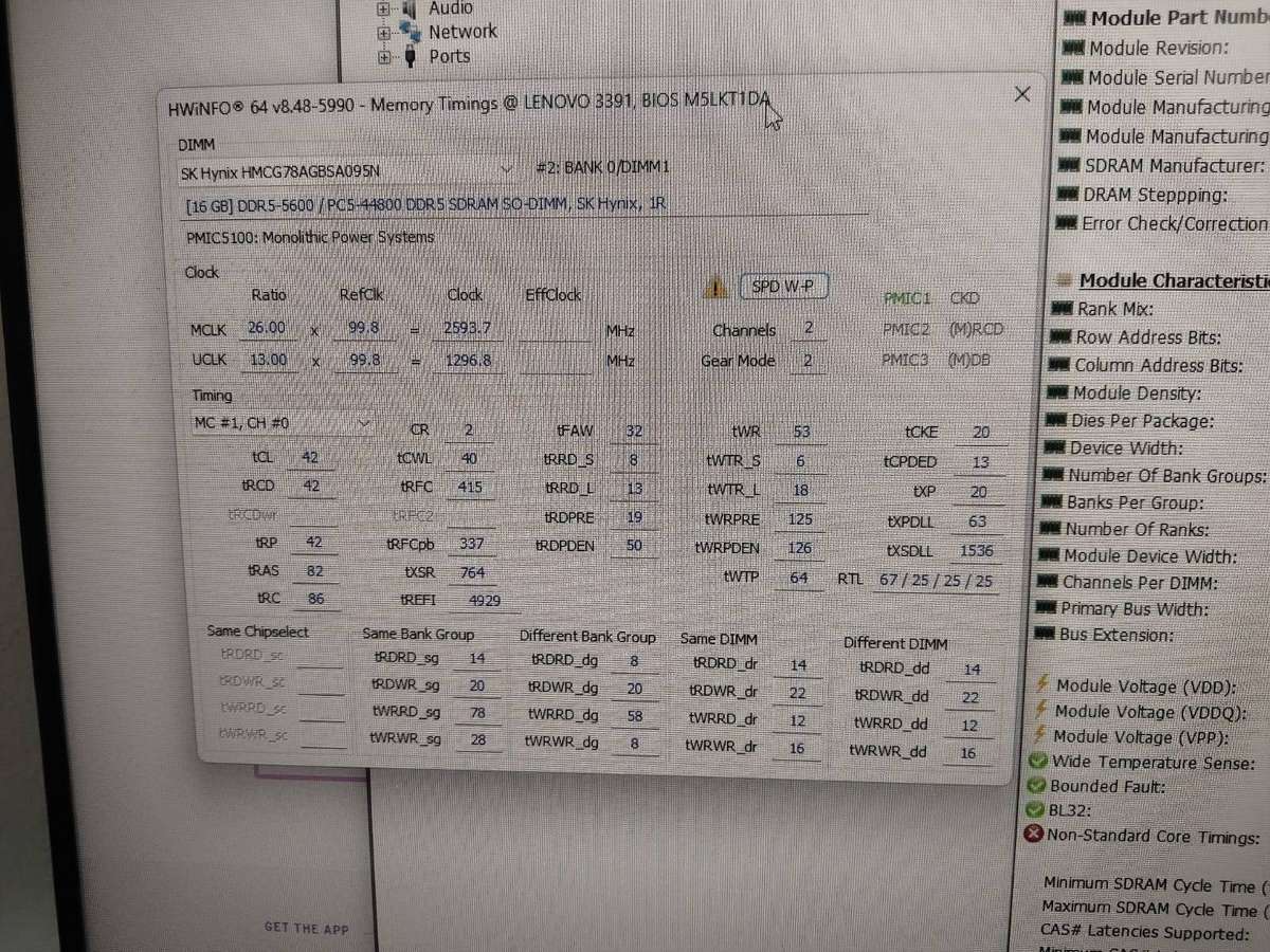 SK HYNIX 16GB DDR5 5600MHZ SODIMM (Laptop) RAM / MEMORY