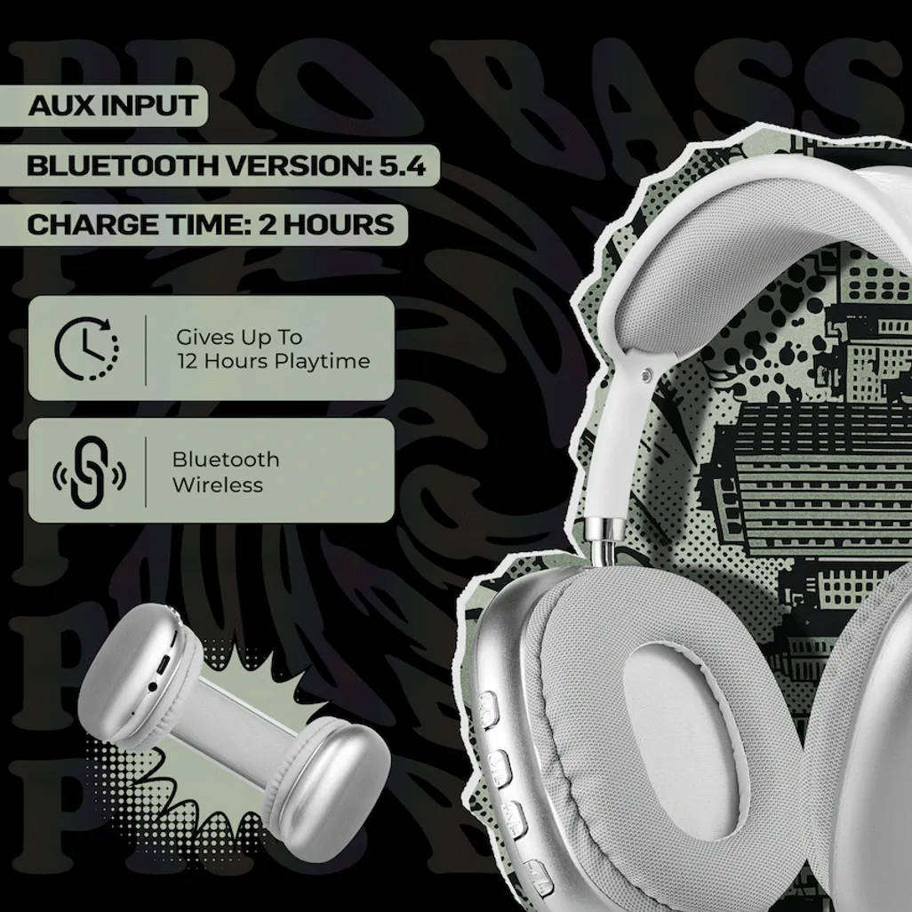 NEW Pro Bass Urban Groove Series Bluetooth Headphones - White