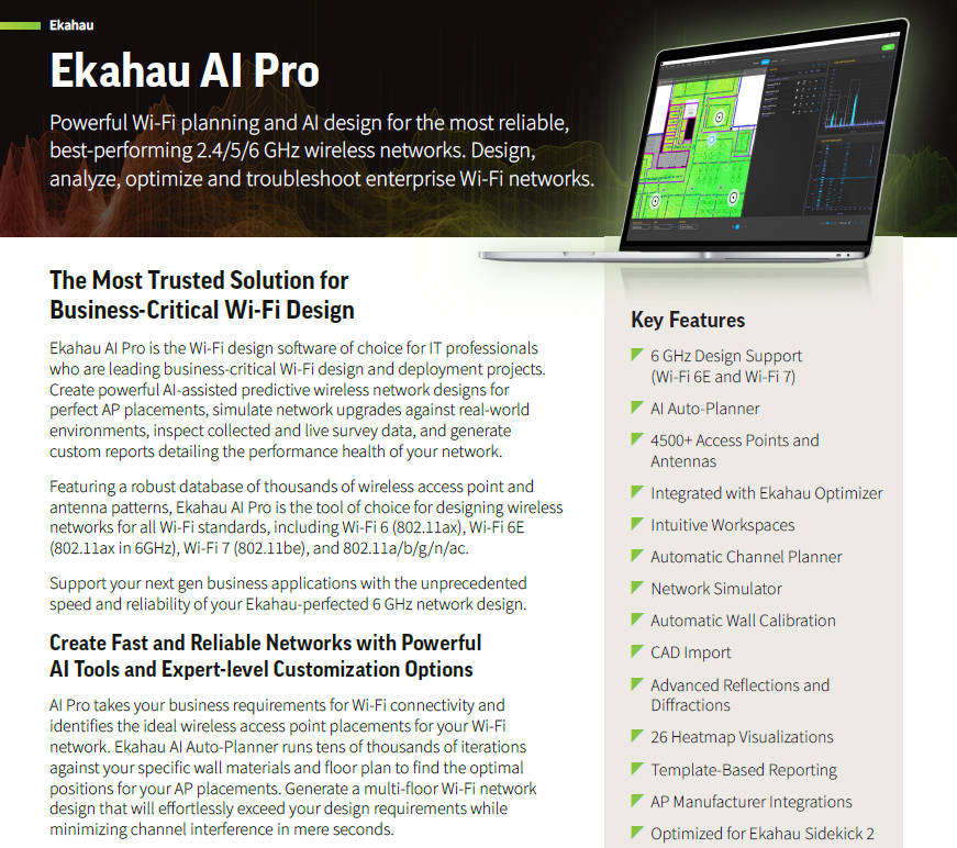 Ekahau SK II + 1 Year Connect Subrsciption + AI PRO Design software (WI-FI Survey & Design Kit)
