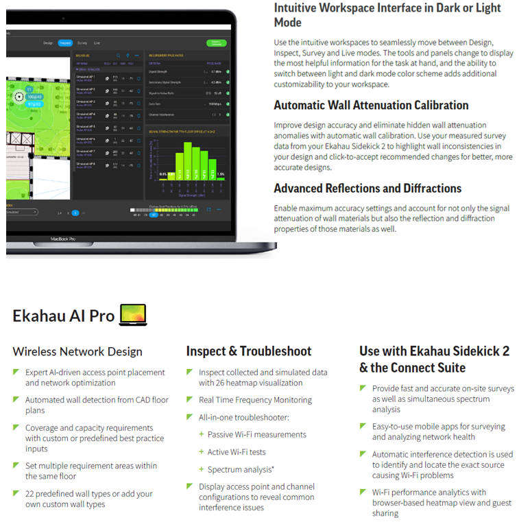 Ekahau SK II + 1 Year Connect Subrsciption + AI PRO Design software (WI-FI Survey & Design Kit)